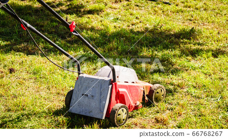 Gardening. Mowing lawn with lawnmower Gardening. Mowing lawn with lawnmower 66768267