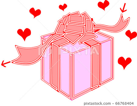 Pink Present Box with Red Ribbon Heart in a Maze of Gifts 66768404