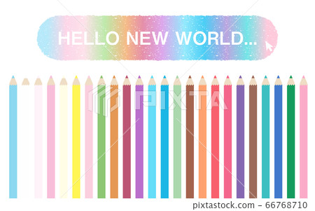Vector illustration of color pencil graphic material written HELLO NEW WORLD 66768710
