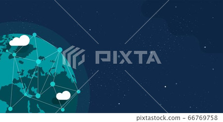 Global communication future technology business around the planet world from space web banner concept or earth internet social worldwide network vector flat cartoon illustration design copy space text Global communication future technology business around the planet world from space web banner concept or earth internet social worldwide network vector flat cartoon illustration design copy space text 66769758
