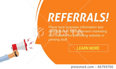 Referrals program marketing advertising web banner with loudspeaker information person announcement vector illustration design, concept of affiliate promotion invitation notice poster template Referrals program marketing advertising web banner with loudspeaker information person announcement vector illustration design, concept of affiliate promotion invitation notice poster template 66769766