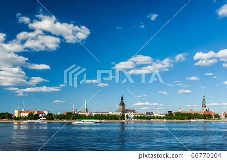 View of Riga over Daugava river, Latvia 66770104