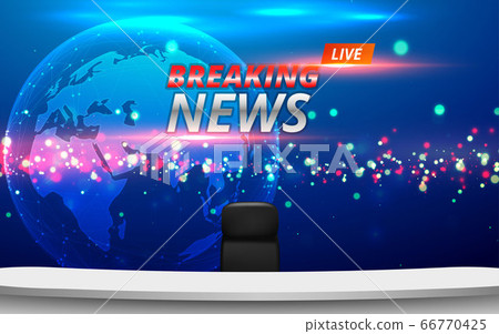 White Table And Chair With Breaking News Live Stock Illustration