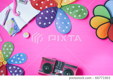 Stationery and flower windmill and copy space Stationery and flower windmill and copy space 66771903