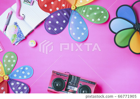 Stationery and flower windmill and copy space Stationery and flower windmill and copy space 66771905