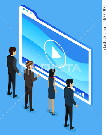 Business Partners Looking at Screen with Video 66772973