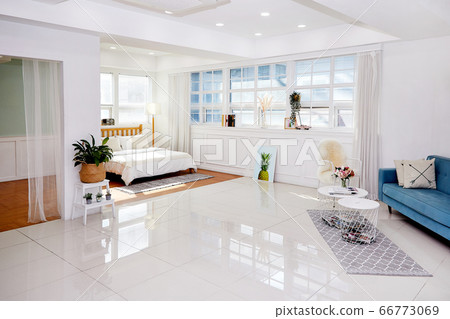 One room with a bed and curtains that let in sunlight, One room with a bed and curtains that let in sunlight, 66773069