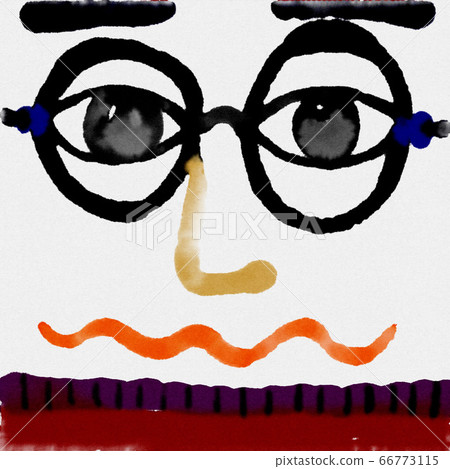 抽象搞笑的水彩表情插畫 抽象搞笑的水彩表情插畫 66773115