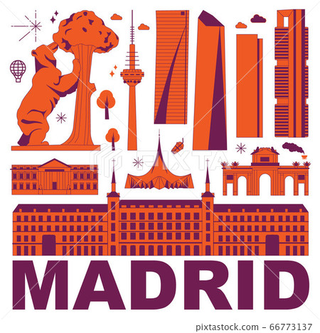 Madrid culture travel set, famous architectures and specialties in flat design. Business travel and tourism concept clipart. Image for presentation, banner, website, advert, flyer, roadmap, icons Madrid culture travel set, famous architectures and specialties in flat design. Business travel and tourism concept clipart. Image for presentation, banner, website, advert, flyer, roadmap, icons 66773137