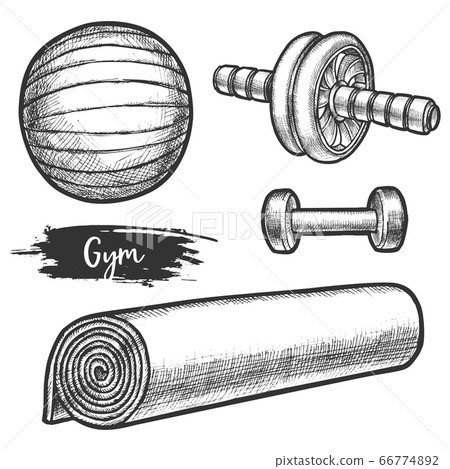 Set of isolated equipment for fitness gym or aerobics Set of isolated equipment for fitness gym or aerobics 66774892