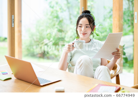 Telework young woman Telework young woman 66774949
