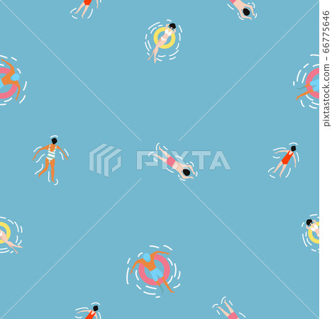 Peoples swimming summer vector pattern Peoples swimming summer vector pattern 66775646