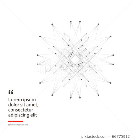 Abstract molecular compound of gray color with dots and lines which is in the center. 66775912