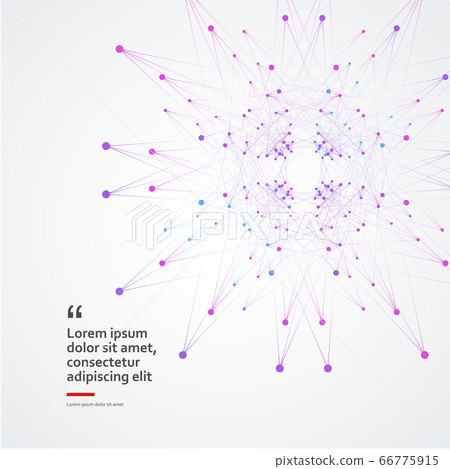 Abstract molecular compound of bright color with dots and lines which is on the right. Chemical medicine and scientific concept of vector illustration. Abstract molecular compound of bright color with dots and lines which is on the right. Chemical medicine and scientific concept of vector illustration. 66775915