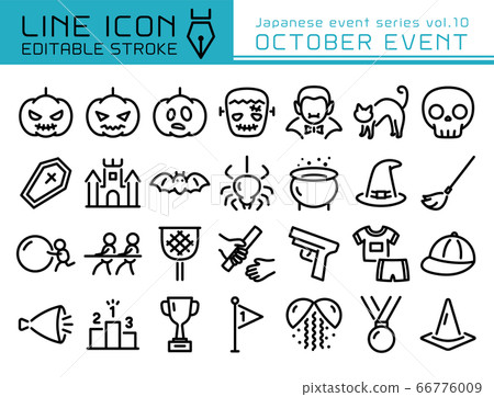Line Icon日本賽事系列10月10日萬聖節和運動會 Line Icon日本賽事系列10月10日萬聖節和運動會 66776009