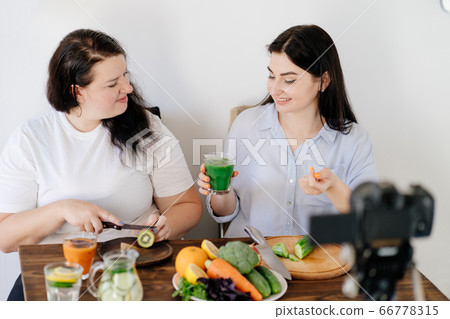 Nutritionist blogger recording video with guest Nutritionist blogger recording video with guest 66778315