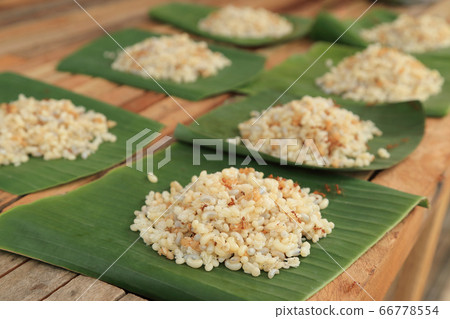 Pile of ant eggs with larva and weaver ants on Pile of ant eggs with larva and weaver ants on 66778554