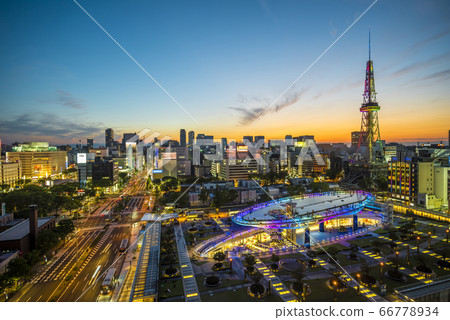愛知縣名古屋市容綠洲21電視塔夜景 愛知縣名古屋市容綠洲21電視塔夜景 66778934