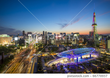 愛知縣名古屋市容綠洲21電視塔夜景 愛知縣名古屋市容綠洲21電視塔夜景 66778937