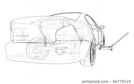 Concept car with Floor Car Jack. Vector Concept car with Floor Car Jack. Vector 66779129