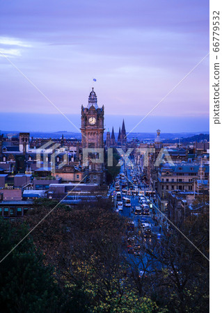 Edinburgh, Scotland. Cityscape morning view from Calton Hill seeing old town and Clock tower. Edinburgh, Scotland. Cityscape morning view from Calton Hill seeing old town and Clock tower. 66779532