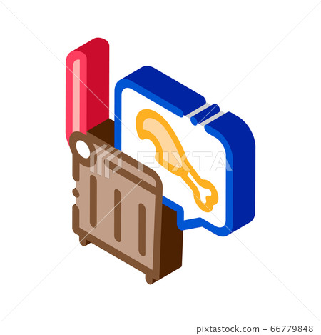 chicken food in trash container isometric icon vector illustration 66779848