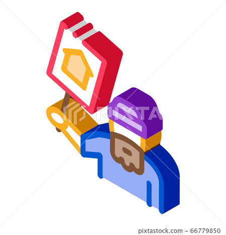 homeless with nameplate house isometric icon vector illustration 66779850
