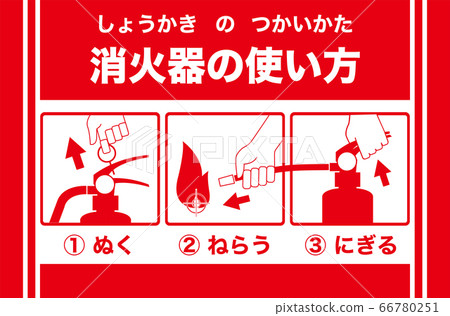 [Facilities] Fire extinguisher usage procedure diagram (Hiragana) 66780251