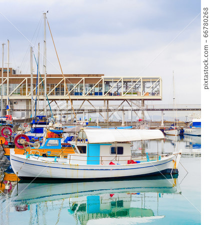 Limassol harbor restaurants, fishing boats 66780268