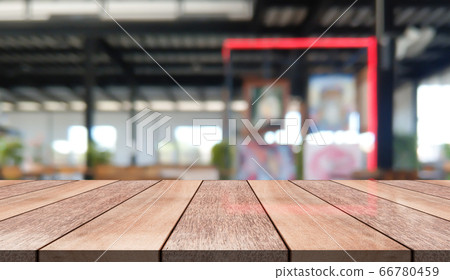 Empty wooden table top with lights bokeh on blur Empty wooden table top with lights bokeh on blur 66780459