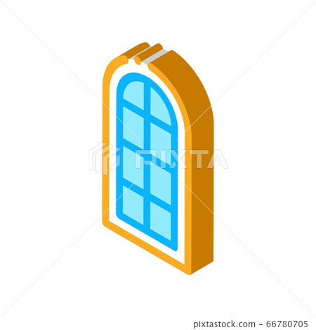 arched window consisting of square glasses isometric icon vector illustration arched window consisting of square glasses isometric icon vector illustration 66780705