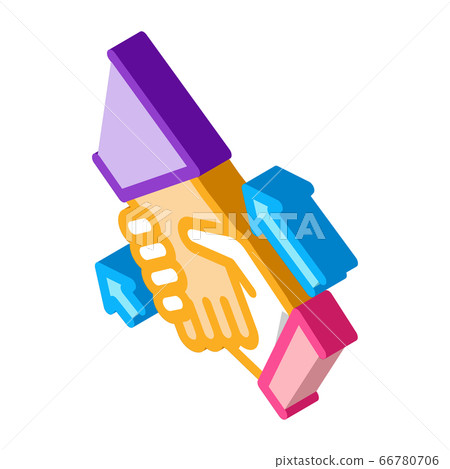 human handshake isometric icon vector illustration 66780706