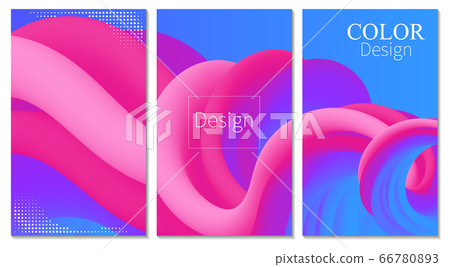 Cover Set. Fluid Flow. Color Poster. 3d Wave. Cover Set. Fluid Flow. Color Poster. 3d Wave. 66780893