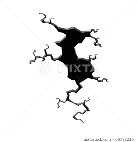 Ground cracks. Earthquake crack, hole effect and cracked surface. Cracked ground isolated on a white background. Damage breaks surface. Vector illustration 66781220