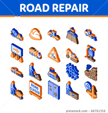 Road Repair And Construction Icons Set Vector 66781358