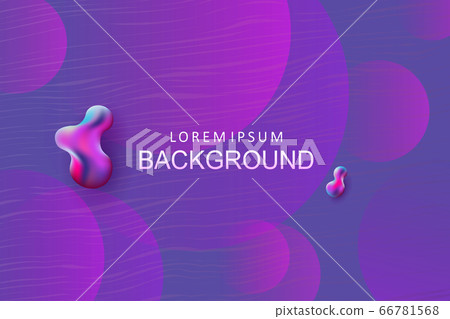 Abstract composition with a gradient of violet hue, light pink circles, thin wavy stripes 66781568