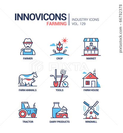 Farming - modern colorful line design style icons - Stock Illustration ...