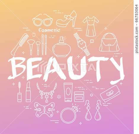 Gradient banner of woman accessories with white text Beauty 66783064