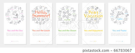 Vertical vector summer five banners - hello... - Stock Illustration ...