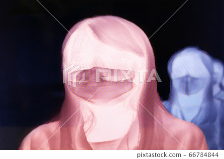 View of Thermo Scanning Screen with Human Body View of Thermo Scanning Screen with Human Body 66784844