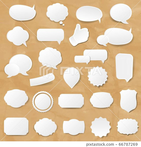 Vintage Label And Speech Bubbles Set Isolated Cardboard Background Vintage Label And Speech Bubbles Set Isolated Cardboard Background 66787269