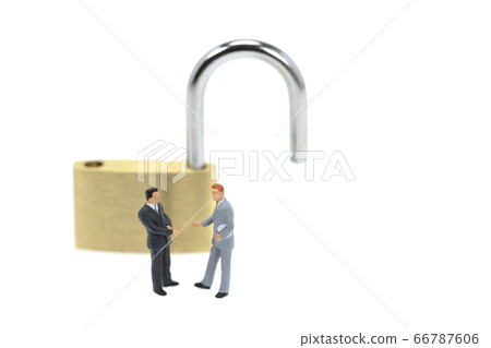 Businessman and open padlock 66787606