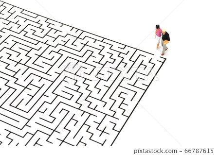Couple entering a square maze Couple entering a square maze 66787615