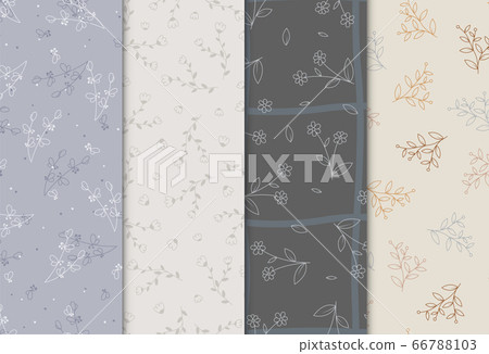 Seamless pattern with hand drawn flowers,... - Stock Illustration ...