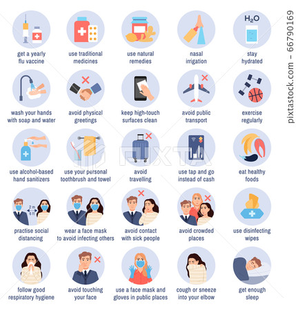 Flu Prevention Clipart Cold And Flu Prevention Line Icons Royalty Free