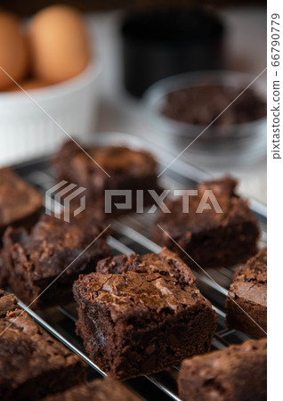 chocolate brownies with ingredients and baking chocolate brownies with ingredients and baking 66790779