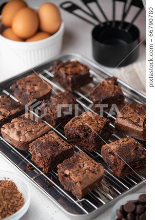 chocolate brownies with ingredients and baking chocolate brownies with ingredients and baking 66790780