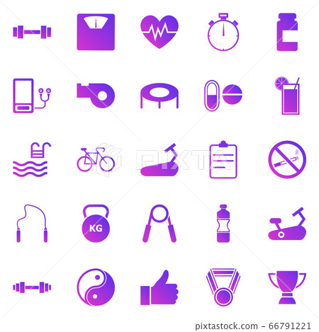 Fitness gradient icons on white background 66791221