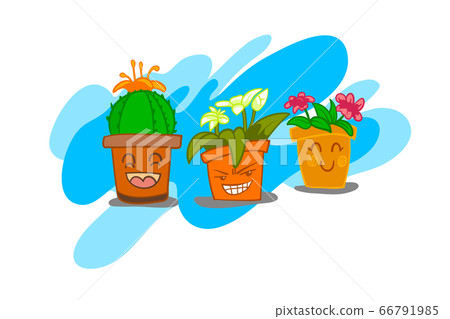 Cute cartoon flower pots - Stock Illustration [66791985] - PIXTA