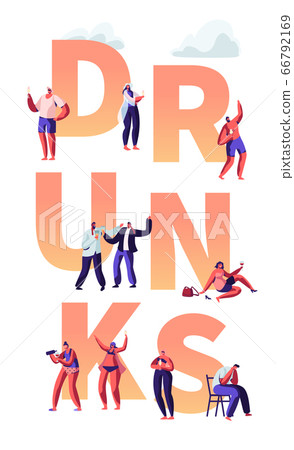 Alcohol Addiction People Concept. Characters Pernicious Habits and Substance Abuse, Drunk Men and Women Lying on Ground Alcohol Addiction People Concept. Characters Pernicious Habits and Substance Abuse, Drunk Men and Women Lying on Ground 66792169